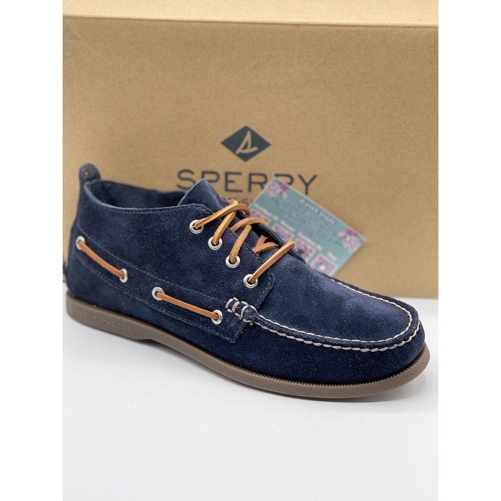 Sperry Authentic Original 4-Eye Chukka Boots Blue Suede Sz 9 NIB